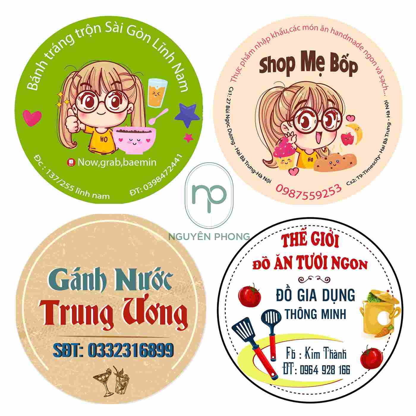 thiết kế logo đồ ăn vặt khác nhau